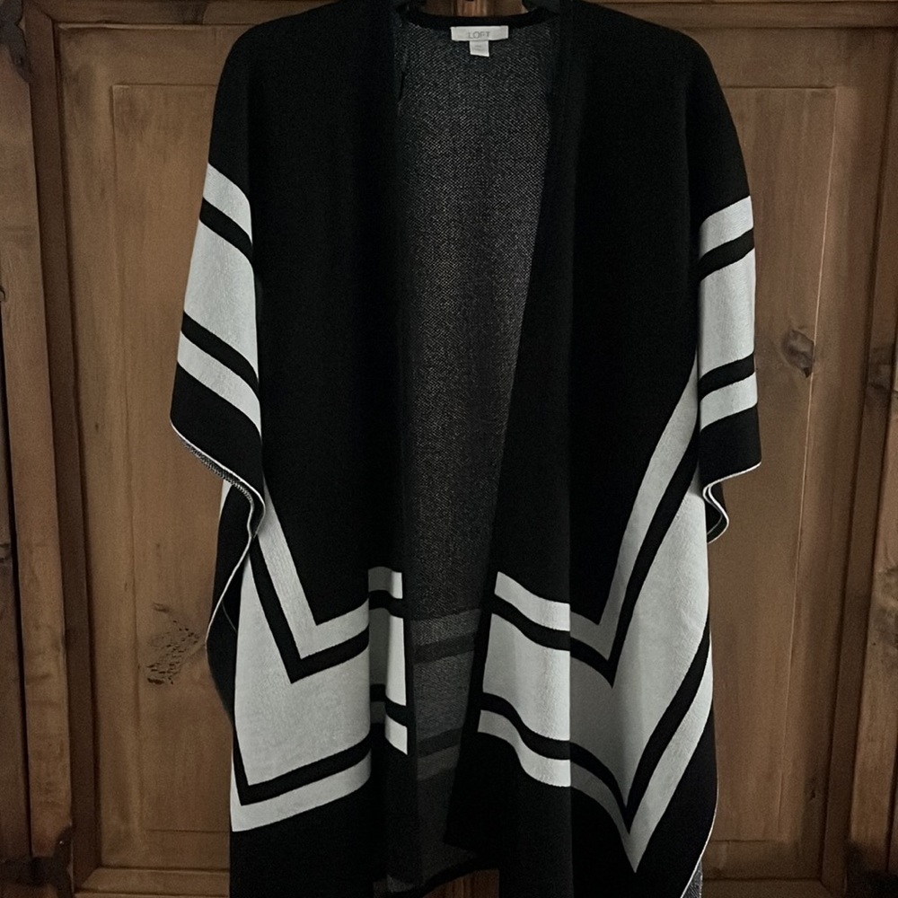 Loft Black & White Cape Sweater